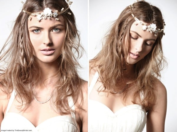 Boho-Chic-hairstyle-with-headpiece-for-rustic-wedding-600x447
