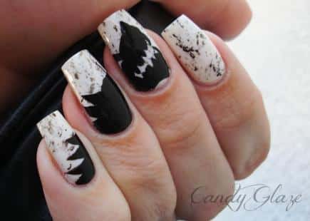gameofthronesinspirednailart-housestark-direwolf