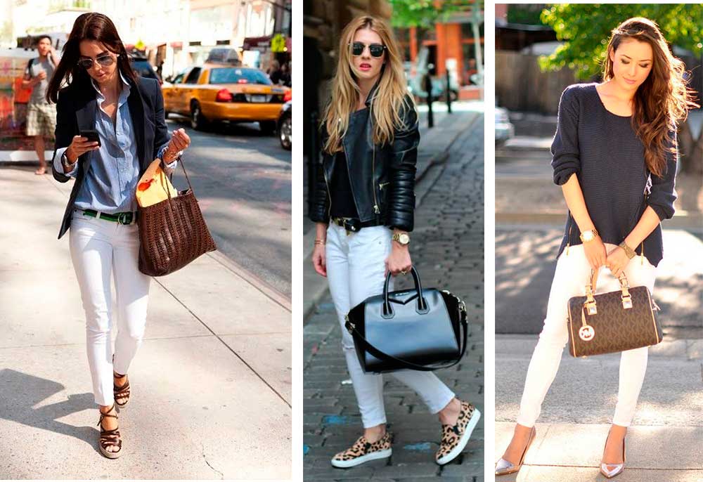 άσπρο παντελόνι με μαύρο και καφέ