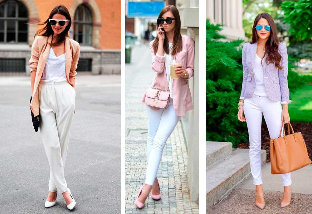 λευκό παντελόνι με παστέλς