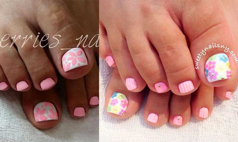 Πεντικιούρ 2017 με Φλοράλ σχέδια