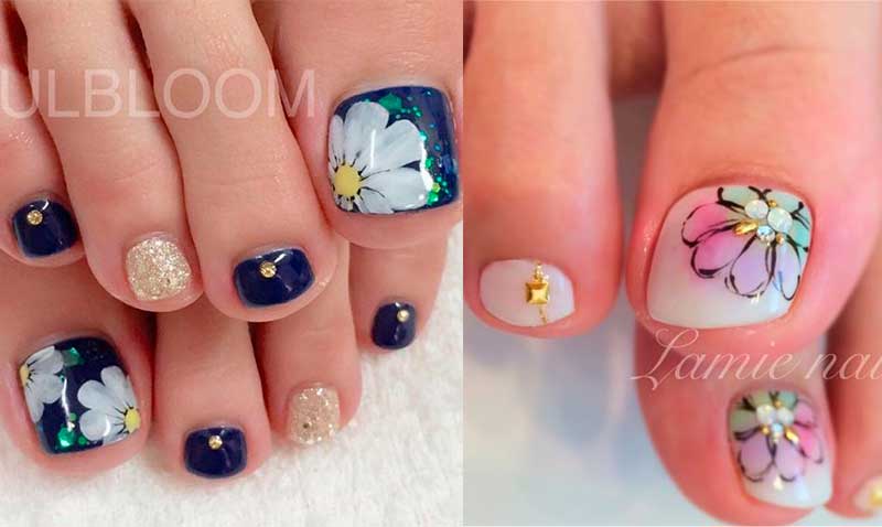 Πεντικιούρ 2017 με Φλοράλ σχέδια