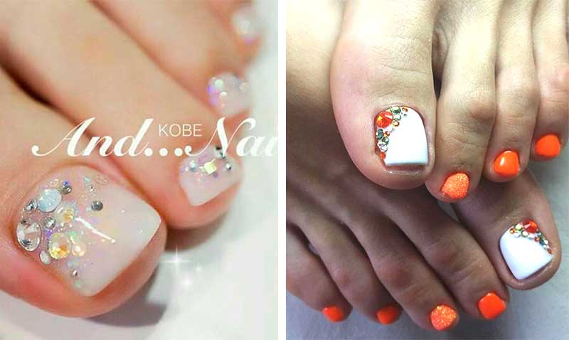 σχέδια πεντικιούρ 2017 με κρύσταλλα