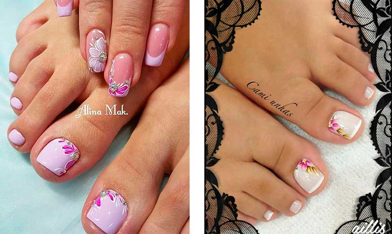 Πεντικιούρ 2017 με Φλοράλ σχέδια